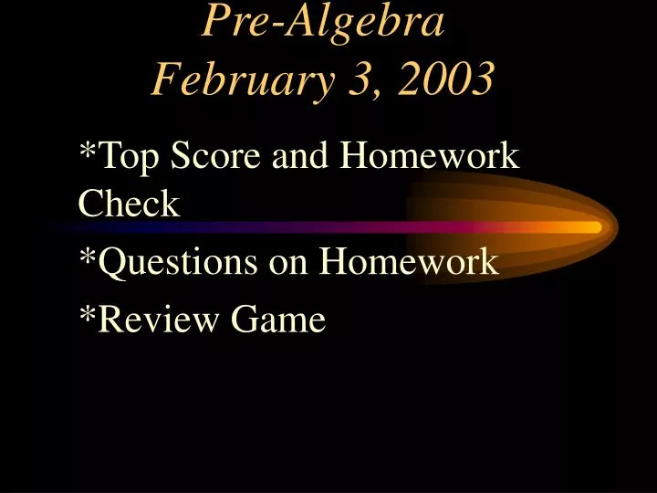pre algebra february 3 2003