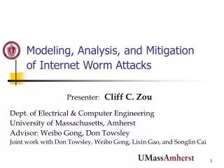 Modeling, Analysis, and Mitigation of Internet Worm Attacks
