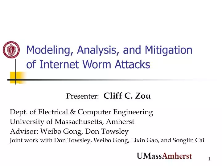 modeling analysis and mitigation of internet worm attacks