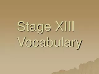 Stage XIII Vocabulary