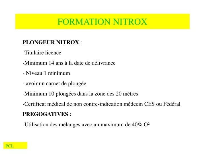 formation nitrox