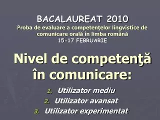 utilizator mediu utilizator avansat utilizator experimentat