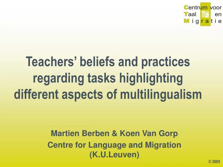 teachers beliefs and practices regarding tasks highlighting different aspects of multilingualism