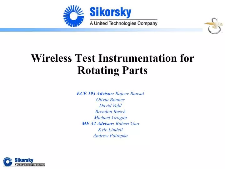 wireless test instrumentation for rotating parts