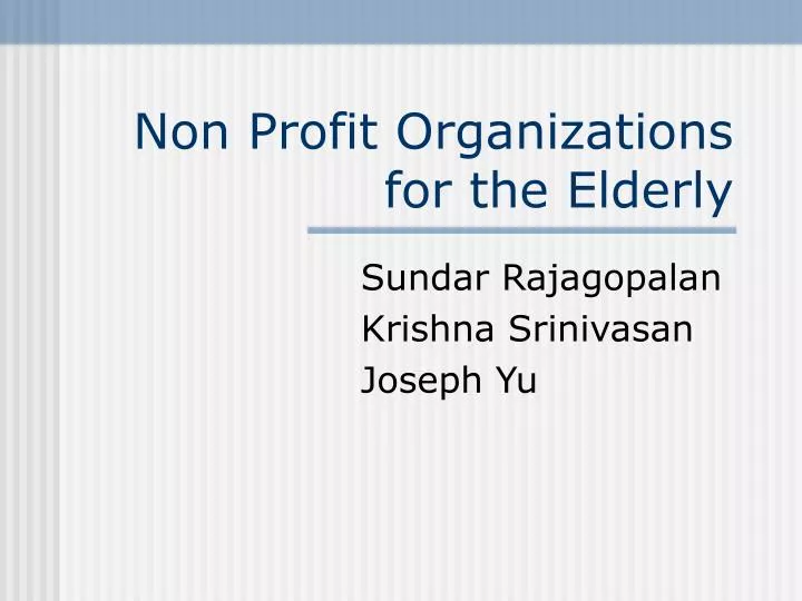 non profit organizations for the elderly