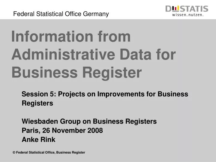 information from administrative data for business register
