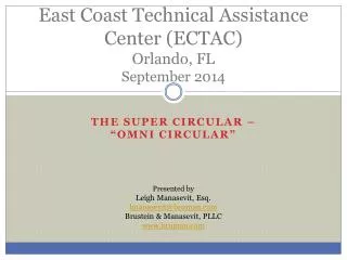 East Coast Technical Assistance Center (ECTAC) Orlando, FL September 2014