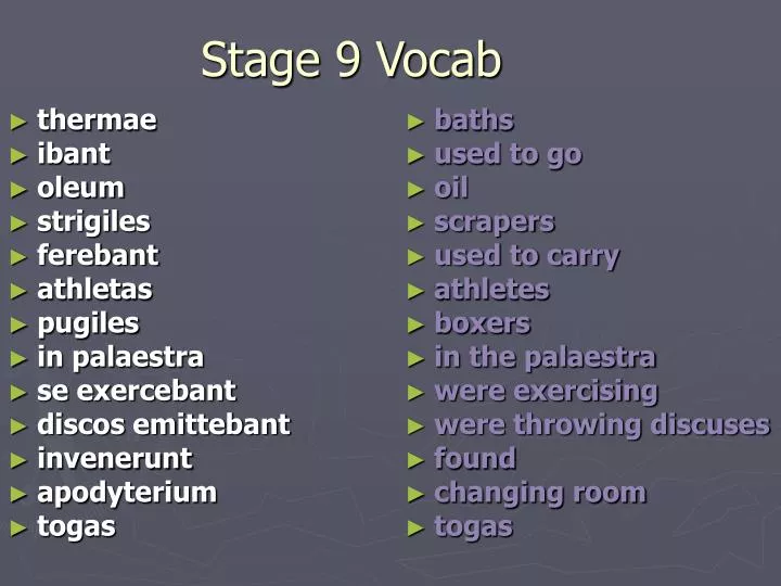 stage 9 vocab