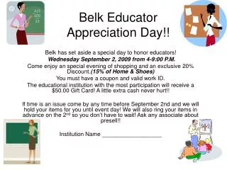 Belk Educator Appreciation Day!!