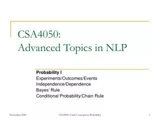 CSA4050: Advanced Topics in NLP