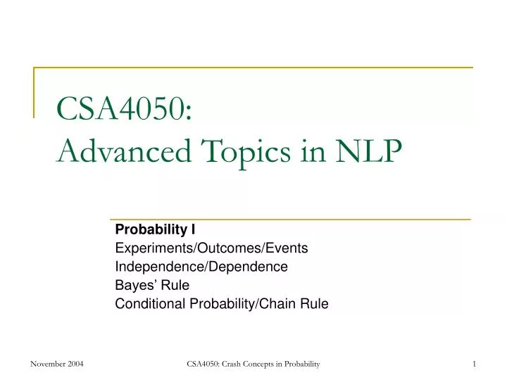 csa4050 advanced topics in nlp