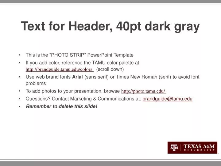 text for header 40pt dark gray
