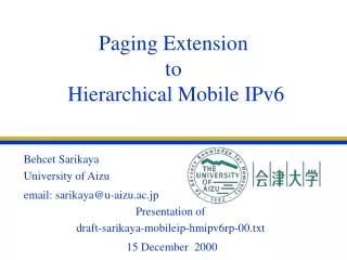 Paging Extension to Hierarchical Mobile IPv6