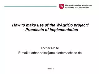 How to make use of the WAgriCo project? - Prospects of implementation