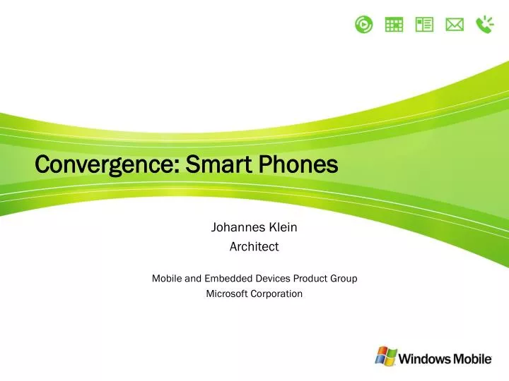 johannes klein architect mobile and embedded devices product group microsoft corporation
