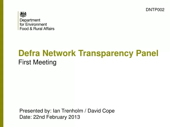 defra network transparency panel first meeting