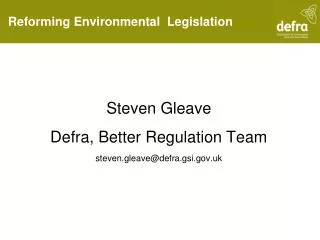 Reforming Environmental Legislation