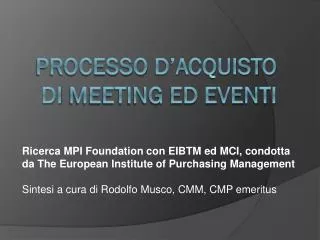 processo d acquisto di meeting ed eventi