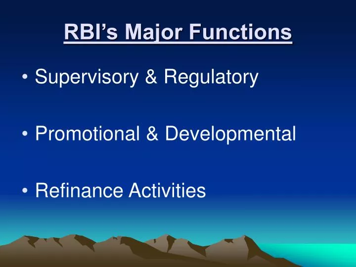 rbi s major functions