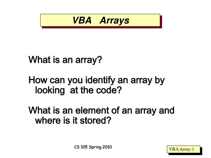 vba arrays