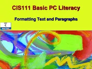 CIS111 Basic PC Literacy