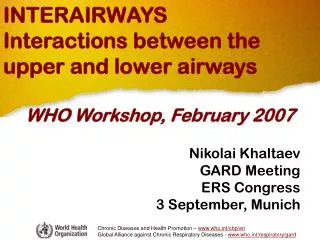 INTERAIRWAYS Interactions between the upper and lower airways WHO Workshop, February 2007