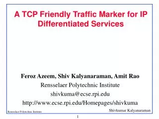 A TCP Friendly Traffic Marker for IP Differentiated Services