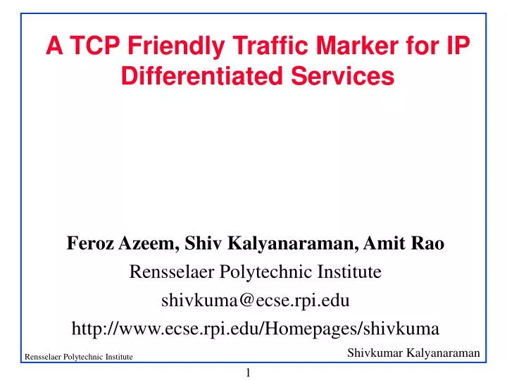 a tcp friendly traffic marker for ip differentiated services