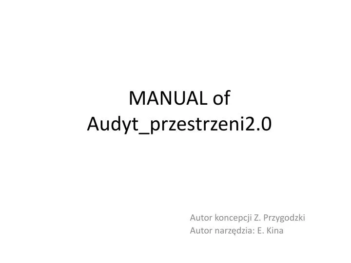 manual of audyt przestrzeni2 0