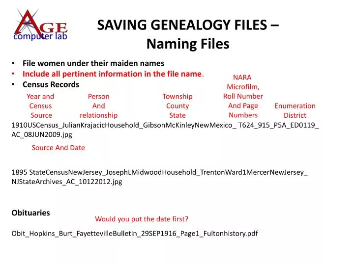 saving genealogy files naming files