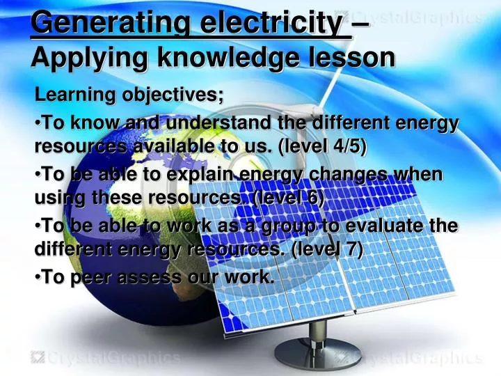 generating electricity applying knowledge lesson