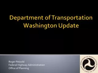 Department of Transportation Washington Update
