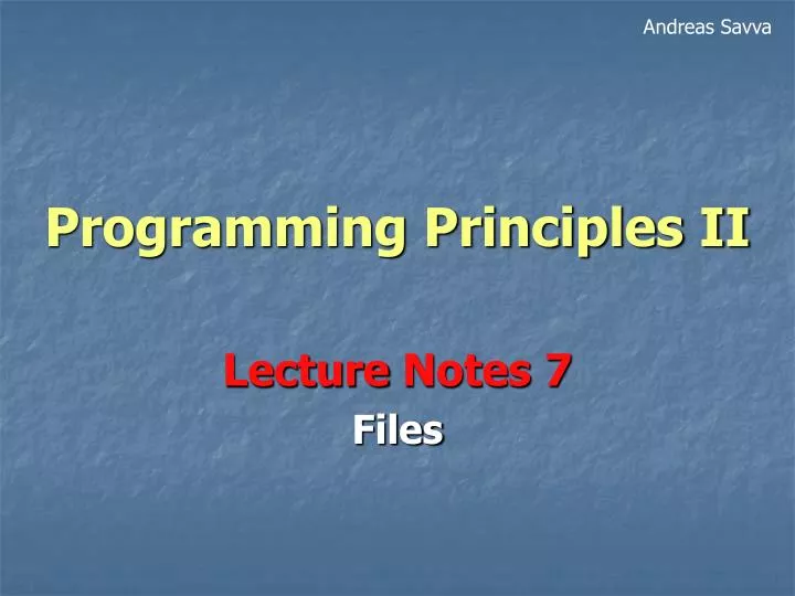 programming principles ii