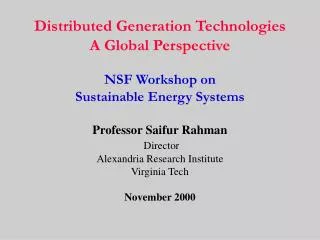 Distributed Generation Technologies A Global Perspective