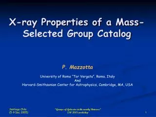 X-ray Properties of a Mass-Selected Group Catalog