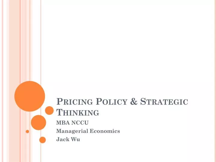 pricing policy strategic thinking