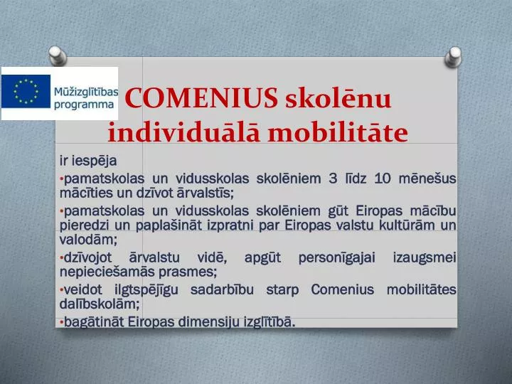 comenius skol nu individu l mobilit te