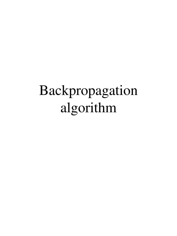 backpropagation algorithm