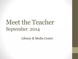 Meet the Teacher September 2014
