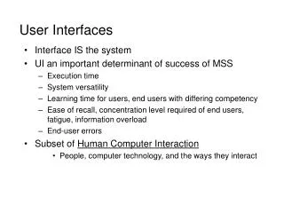 User Interfaces