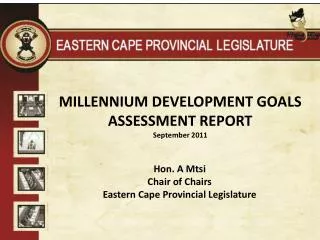 MILLENNIUM DEVELOPMENT GOALS ASSESSMENT REPORT September 2011