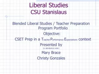 Liberal Studies CSU Stanislaus
