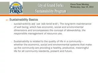 City of Grand Forks Sustainability Program