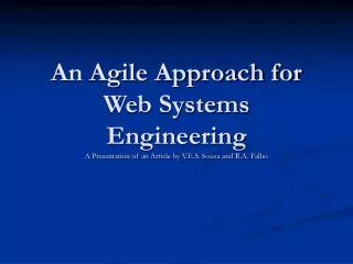 An Agile Approach for Web Systems Engineering