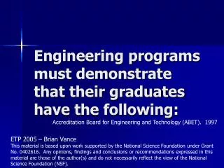 engineering programs must demonstrate that their graduates have the following