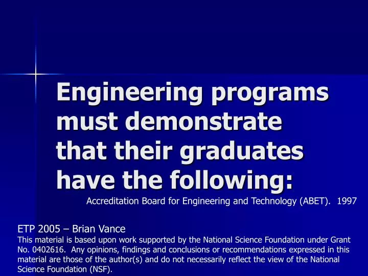 engineering programs must demonstrate that their graduates have the following