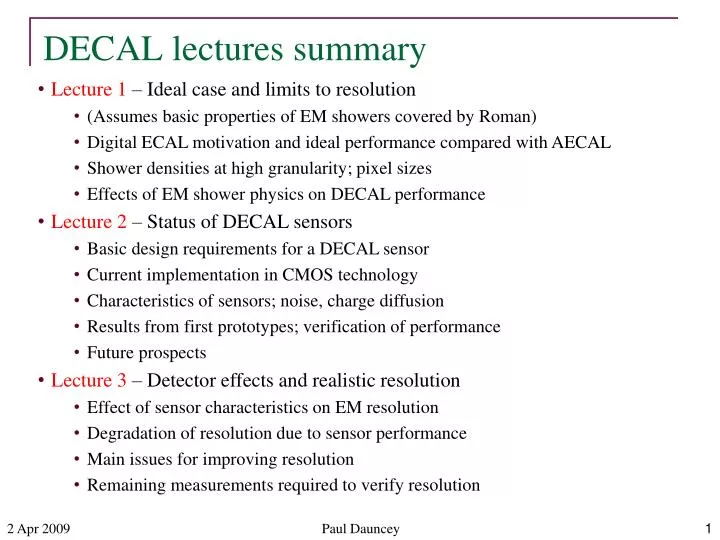decal lectures summary