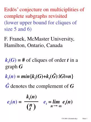 k t ( G ) = # of cliques of order t in a graph G