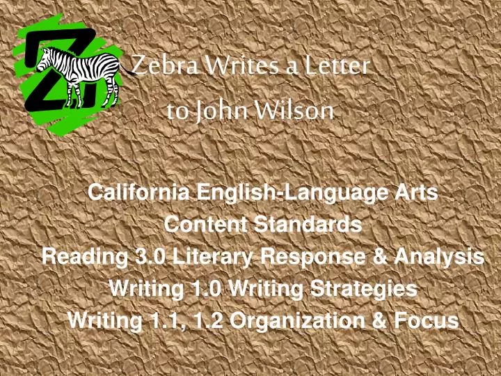 zebra writes a letter to john wilson