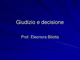 giudizio e decisione